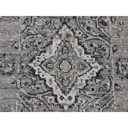Transitional Wool & Silk Hand Knotted Rug Grey Gray 2.1X3.1 -O087781