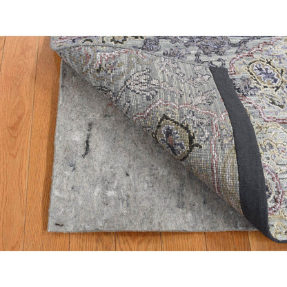 Transitional Wool & Silk Hand Knotted Rug Grey No Border 2.0X3.1 -O087782