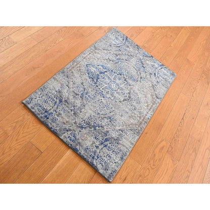 Modern and Contemporary Wool & Silk Hand Knotted Rug Grey No Border 2.0X3.0 -O087784