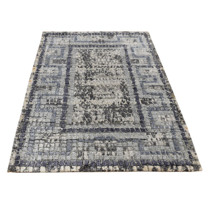 Modern and Contemporary Wool & Silk Hand Knotted Rug Grey No Border 2.2X3.2 -O087785