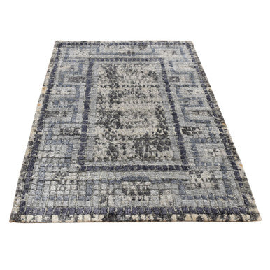 Modern and Contemporary Wool & Silk Hand Knotted Rug Grey No Border 2.2X3.2 -O087785