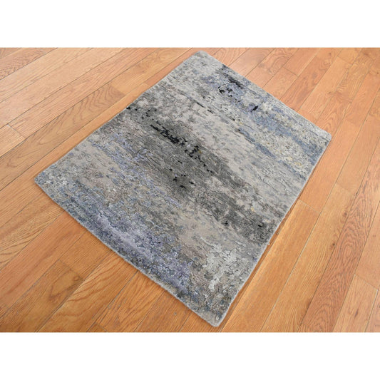 Modern and Contemporary Wool Hand Knotted Rug Green No Border 2.0X2.10 -O087789