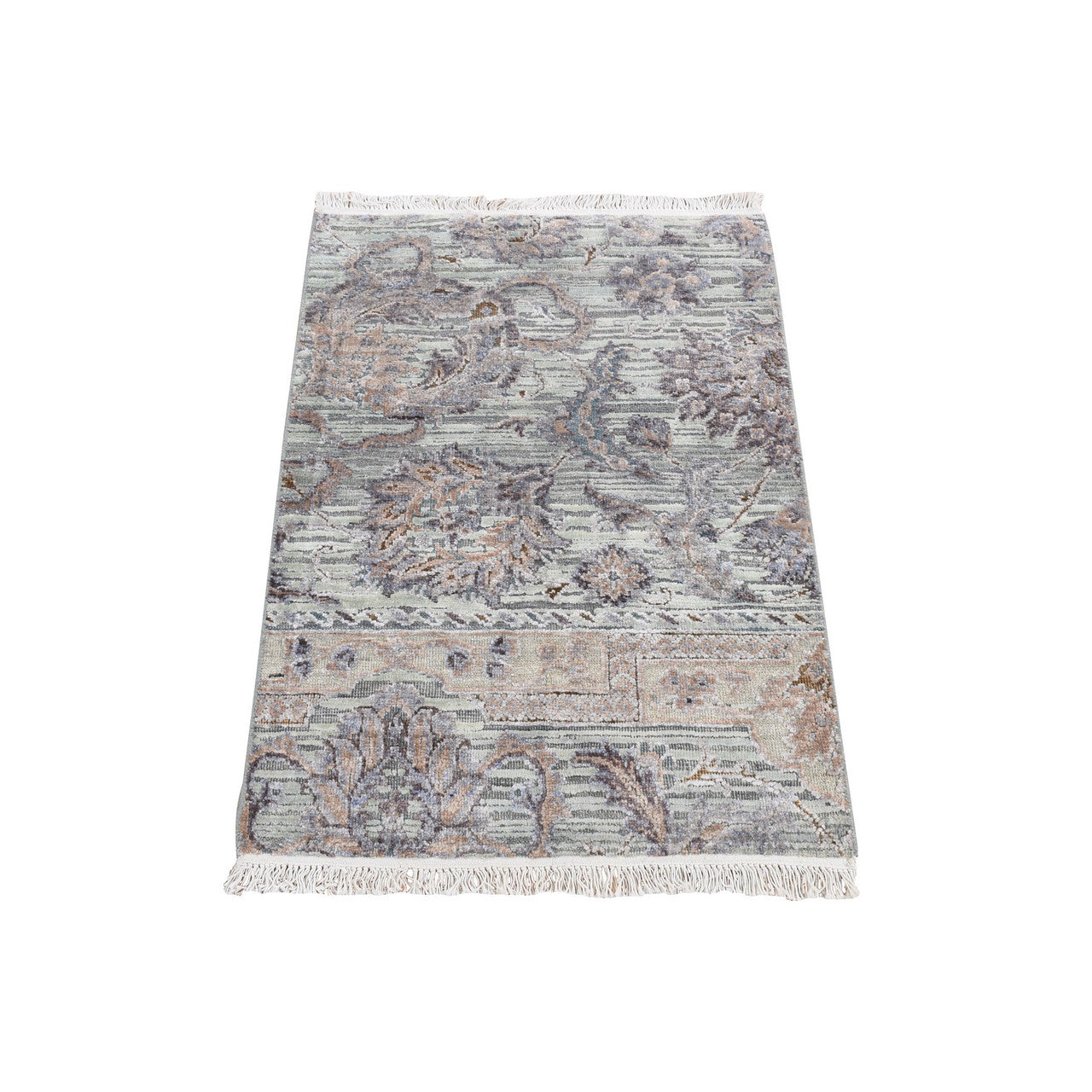 Green 2'0" x 3'0" Oushak And Peshawar Hand knotted Wool/Silk Rug - Sku: O087790