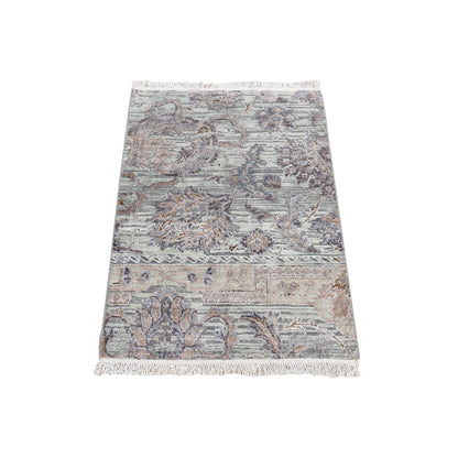 Oushak And Peshawar Wool & Silk Hand Knotted Rug Green No Border 2.0X3.0 -O087790