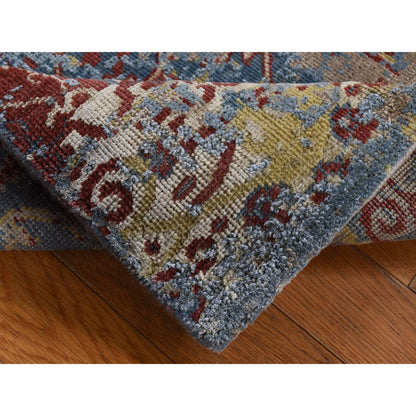 Modern and Contemporary Wool & Silk Hand Knotted Rug Blue No Border 2.0X3.0 -O087792