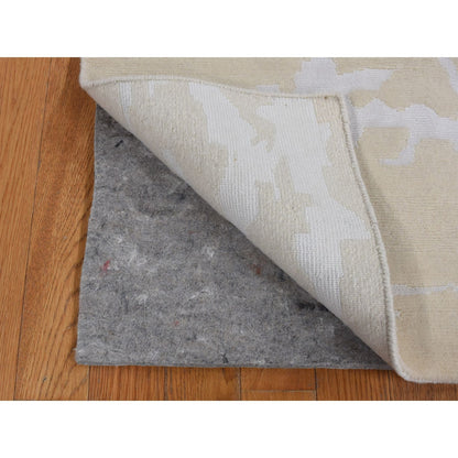 Modern and Contemporary Wool & Silk Hand Knotted Rug Beige No Border 2.0X3.0 -O087793