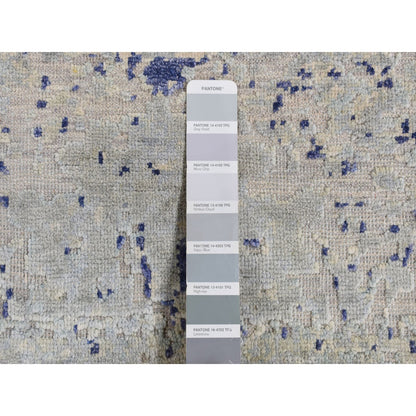 Transitional Wool & Silk Hand Knotted Rug Grey No Border 2.0X3.1 -O087794