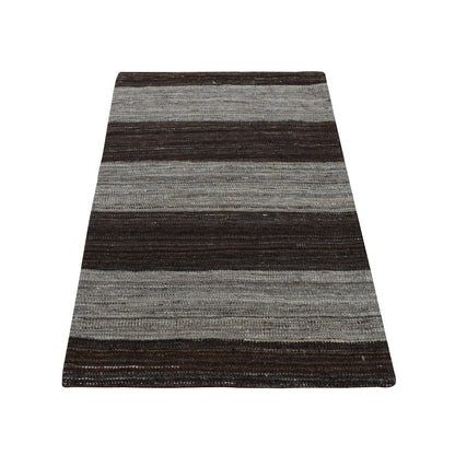 Flat Weave Wool Hand Woven Rug Brown No Border 2.0X3.0 -O087796