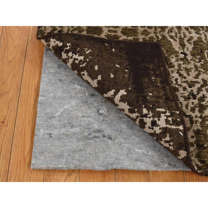 Modern and Contemporary Wool & Silk Hand Knotted Rug Green No Border 2.0X2.9 -O087800