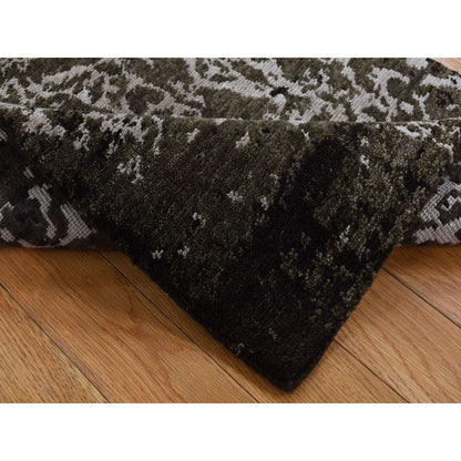 Modern and Contemporary Wool & Silk Hand Knotted Rug Green No Border 2.0X2.9 -O087800