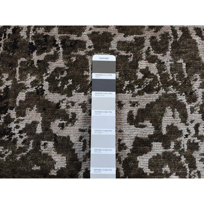 Modern and Contemporary Wool & Silk Hand Knotted Rug Green No Border 2.0X2.9 -O087800