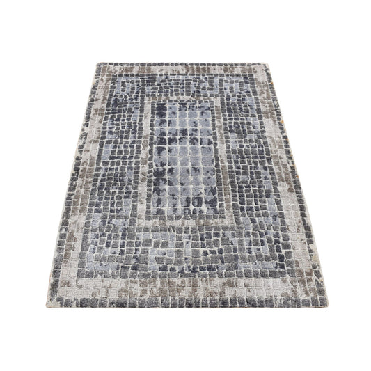 Modern and Contemporary Wool & Silk Hand Knotted Rug Grey Gray 2.3X3.2 -O087801