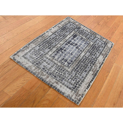 Modern and Contemporary Wool & Silk Hand Knotted Rug Grey Gray 2.3X3.2 -O087801