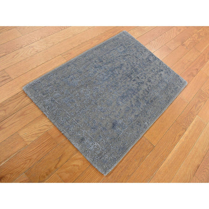Modern and Contemporary Wool & Silk Hand Loomed Rug Grey No Border 2.0X2.10 -O087804