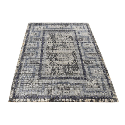 Modern and Contemporary Wool & Silk Hand Knotted Rug Grey Gray 2.3X3.2 -O087805