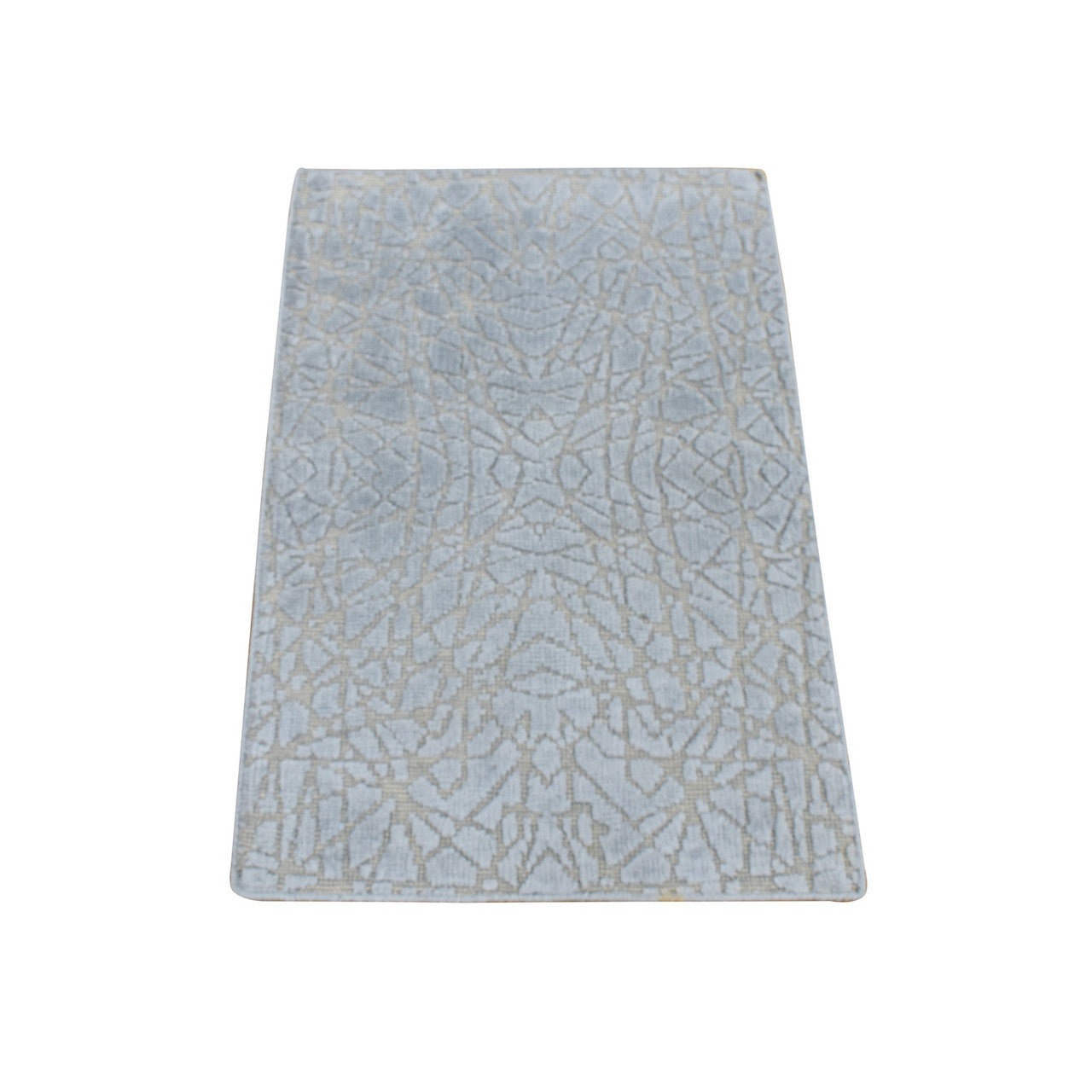 Gray 2'0" x 3'0" Modern and Contemporary Hand knotted Wool/Silk Rug - Sku: O087808