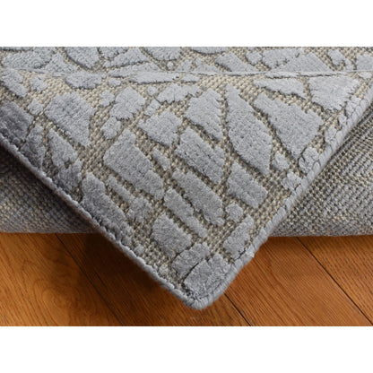Modern and Contemporary Wool & Silk Hand Knotted Rug Grey No Border 2.0X3.0 -O087808