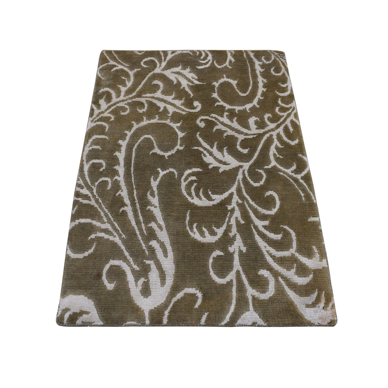 Brown 2'0" x 2'9" Modern and Contemporary Hand knotted Wool/Silk Rug - Sku: O087809
