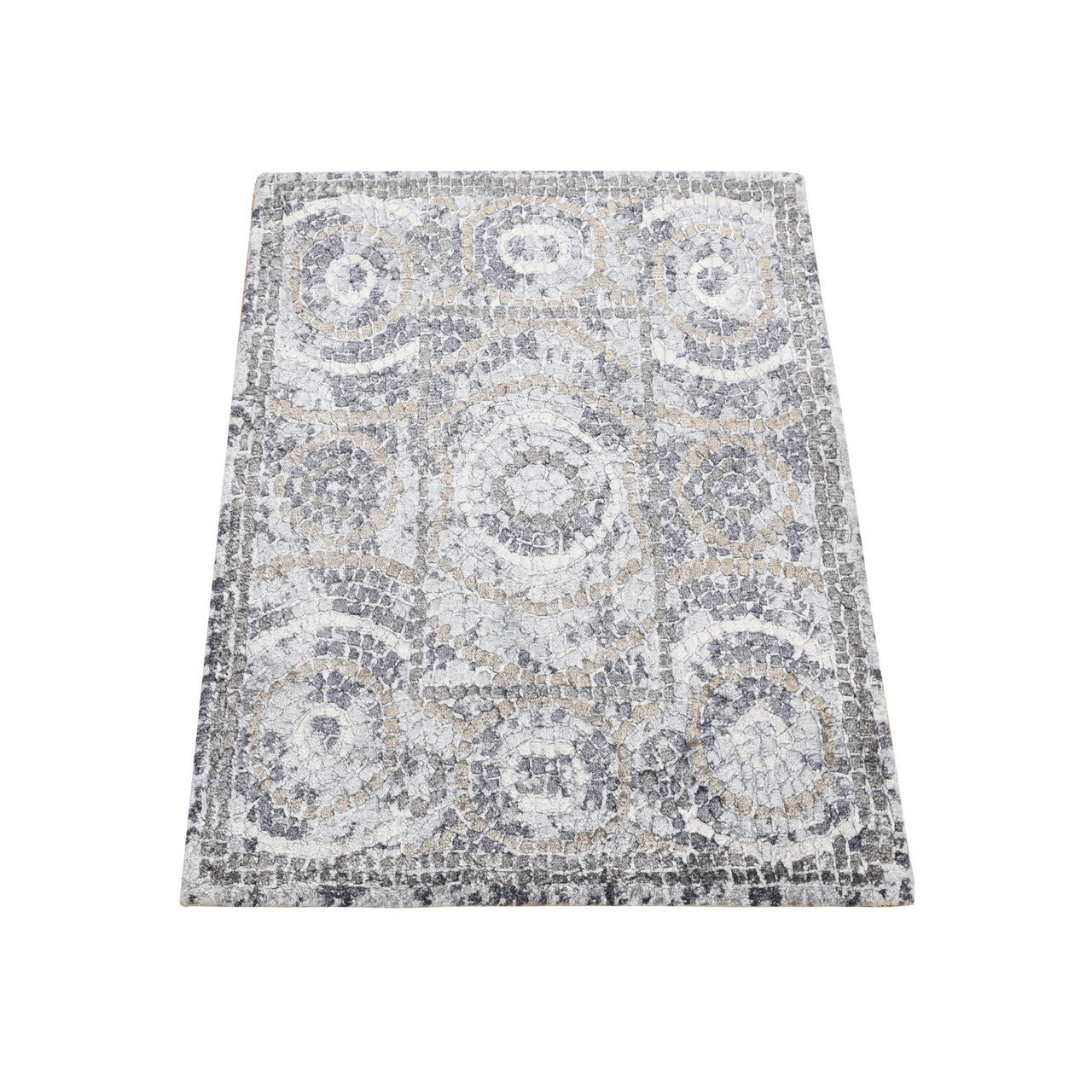 Gray 2'2" x 3'0" Modern and Contemporary Hand knotted Wool/Silk Rug - Sku: O087811