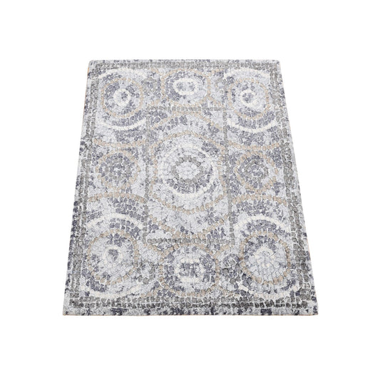 Modern and Contemporary Wool & Silk Hand Knotted Rug Grey No Border 2.2X3.0 -O087811