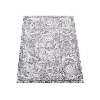 Modern and Contemporary Wool & Silk Hand Knotted Rug Grey No Border 2.2X3.0 -O087811
