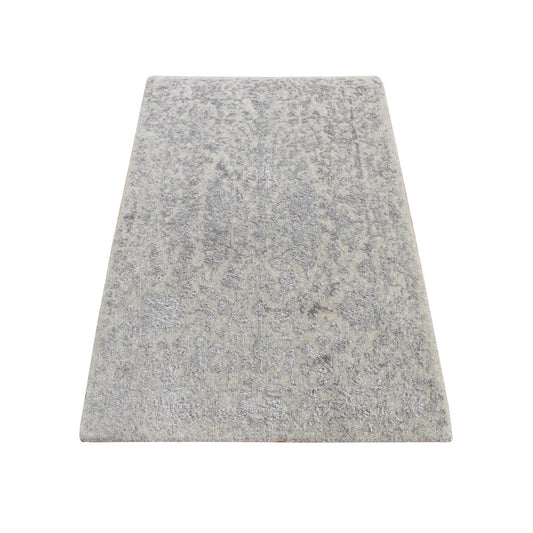 Modern and Contemporary Wool & Silk Hand Loomed Rug Grey No Border 2.0X3.0 -O087812