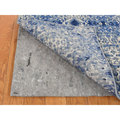 Transitional Wool & Silk Hand Knotted Rug Blue No Border 2.0X3.0 -O087815