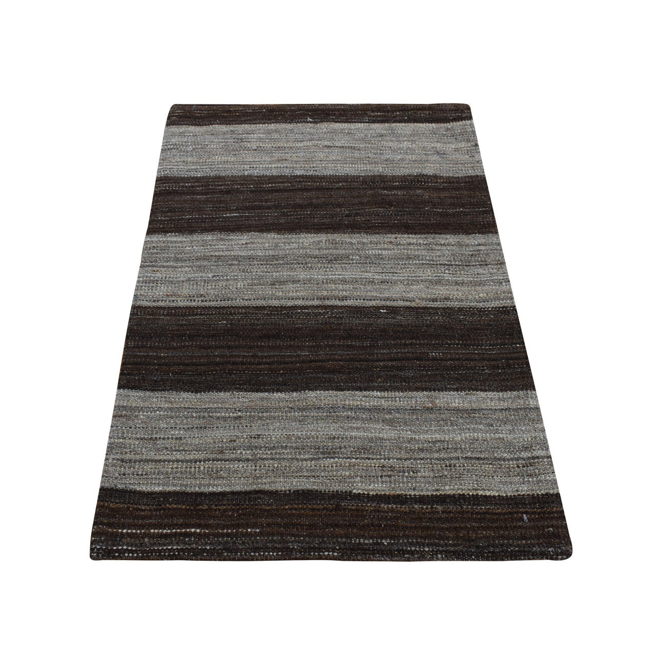 Flat Weave Wool Hand Woven Rug Brown No Border 2.0X3.0 -O087817