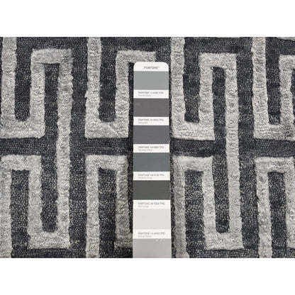Modern and Contemporary Wool & Silk Hand Knotted Rug Grey No Border 2.0X2.10 -O087821