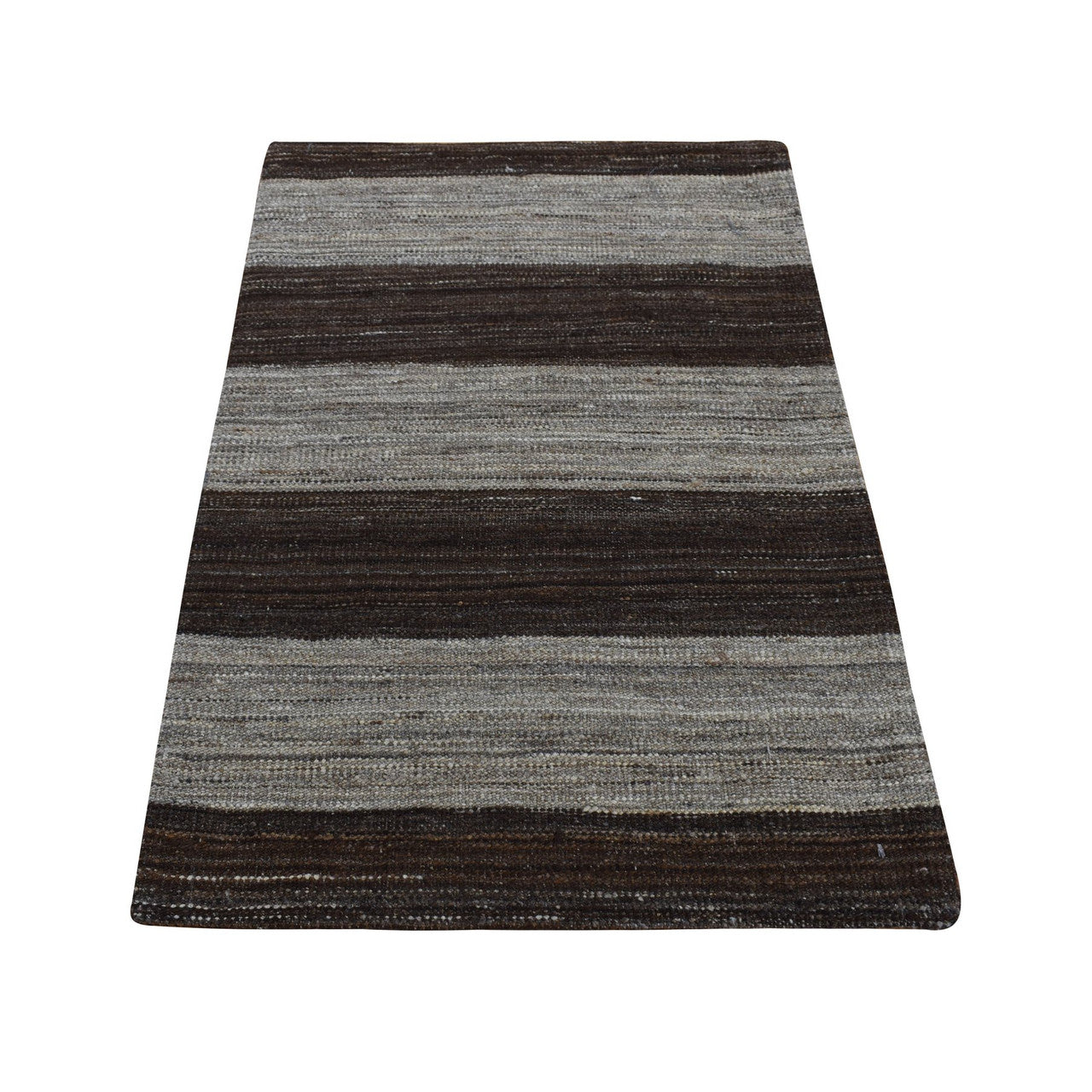 Flat Weave Wool Hand Woven Rug Brown No Border 2.0X3.0 -O087822
