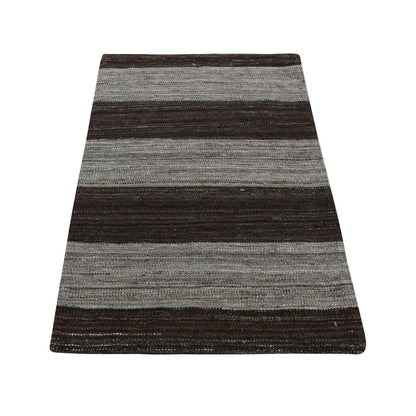 Flat Weave Wool Hand Woven Rug Brown No Border 2.0X3.0 -O087822