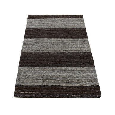 Flat Weave Wool Hand Woven Rug Brown No Border 2.0X3.0 -O087822