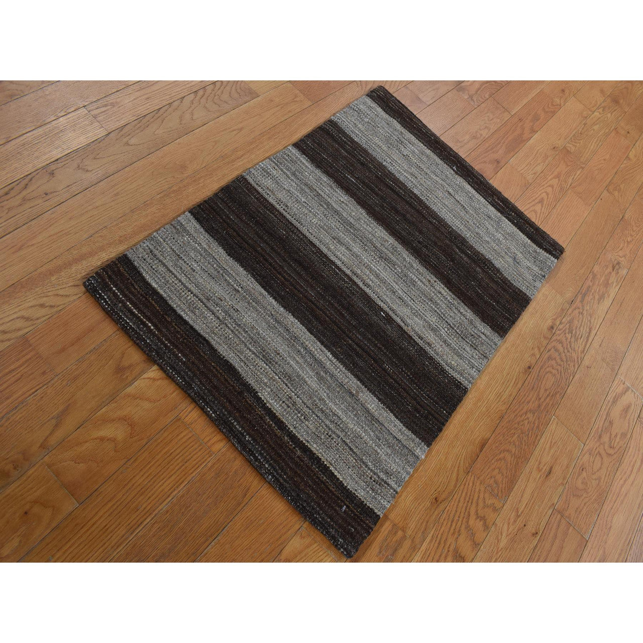 Flat Weave Wool Hand Woven Rug Brown No Border 2.0X3.0 -O087822