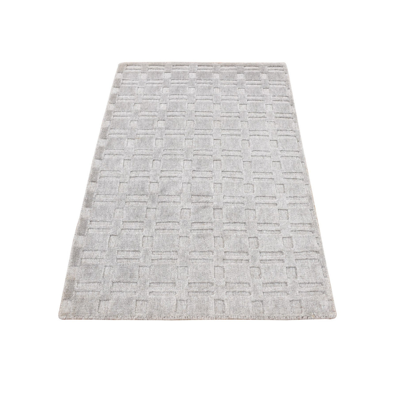 Gray 2'0" x 3'0" Modern and Contemporary Handloom Wool Rug - Sku: O087823