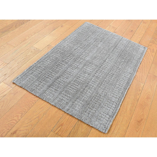 Modern and Contemporary Wool Hand Loomed Rug Grey No Border 2.0X3.0 -O087825
