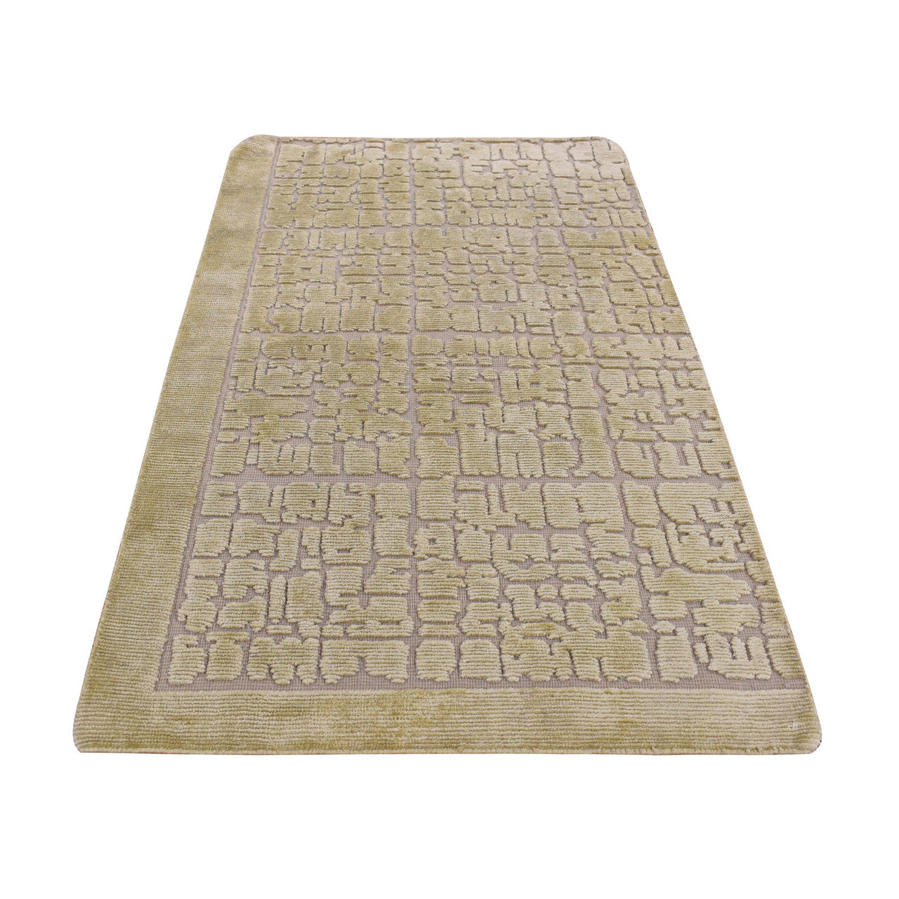 Beige 2'0" x 3'0" Modern and Contemporary Hand knotted Wool Rug - Sku: O087829