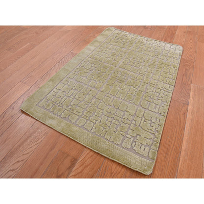 Modern and Contemporary Wool Hand Knotted Rug Beige No Border 2.0X3.0 -O087829