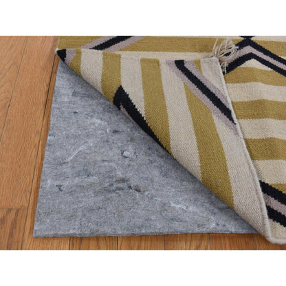 Flat Weave Wool Hand Woven Rug Ivory No Border 3.2X5.0 -O087831