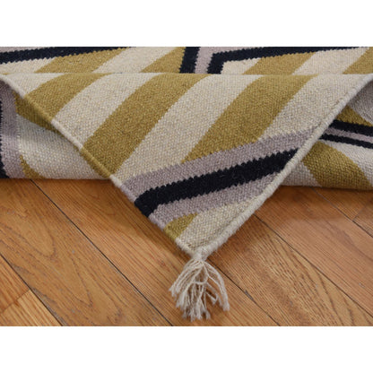Flat Weave Wool Hand Woven Rug Ivory No Border 3.2X5.0 -O087831