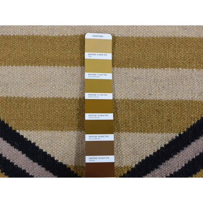 Flat Weave Wool Hand Woven Rug Ivory No Border 3.2X5.0 -O087831