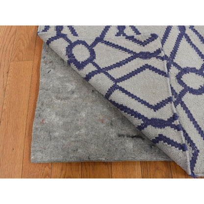 Flat Weave Wool Hand Woven Rug Blue No Border 2.6X6.0 -O087832
