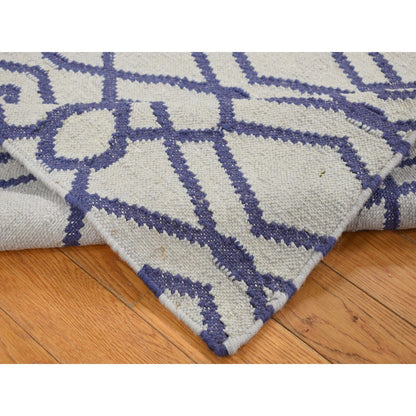 Flat Weave Wool Hand Woven Rug Blue No Border 2.6X6.0 -O087832