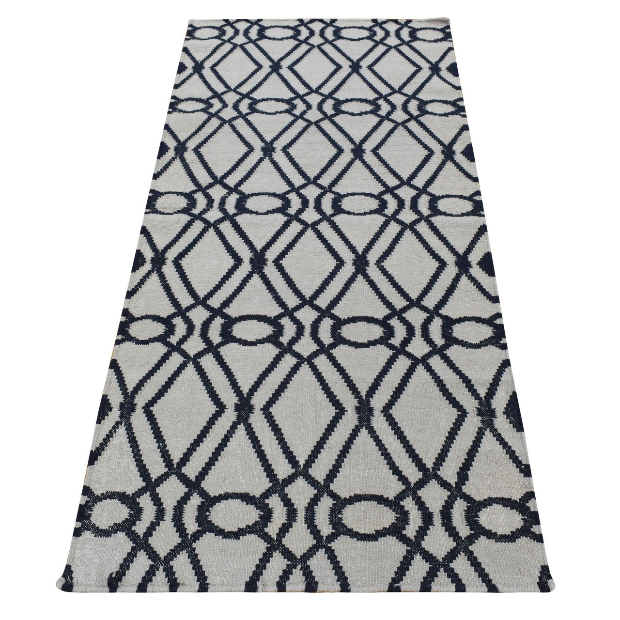 Flat Weave Wool Hand Woven Rug Grey No Border 2.9X6.0 -O087834