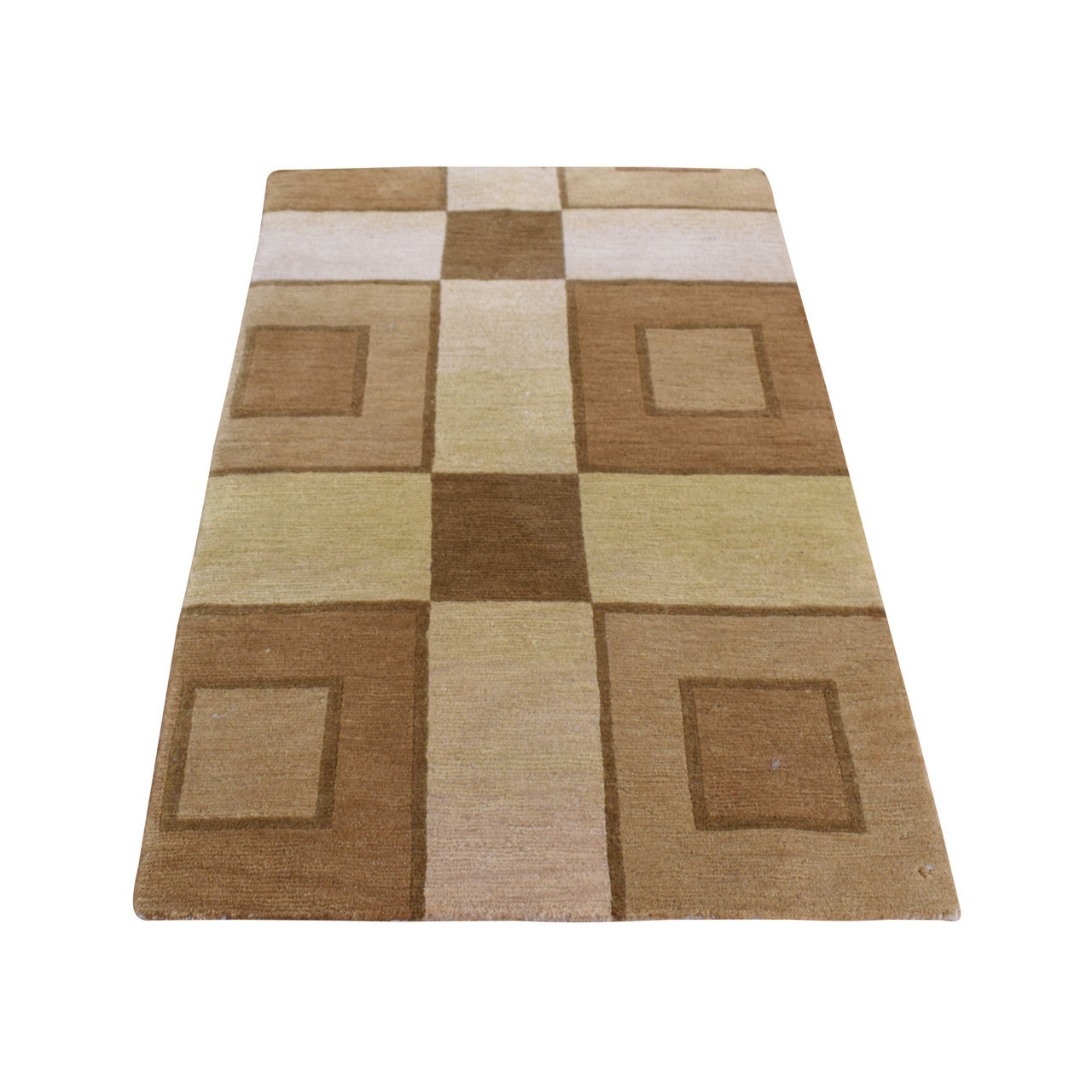 Brown 1'10" x 2'10" Modern and Contemporary Hand knotted Wool Rug - Sku: O087836