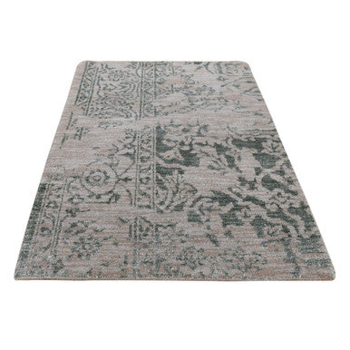 Transitional Wool & Silk Hand Knotted Rug Grey No Border 2.0X3.0 -O087837