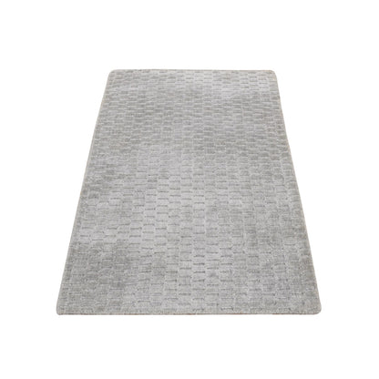Modern and Contemporary Wool & Silk Hand Loomed Rug Grey No Border 2.0X3.0 -O087839