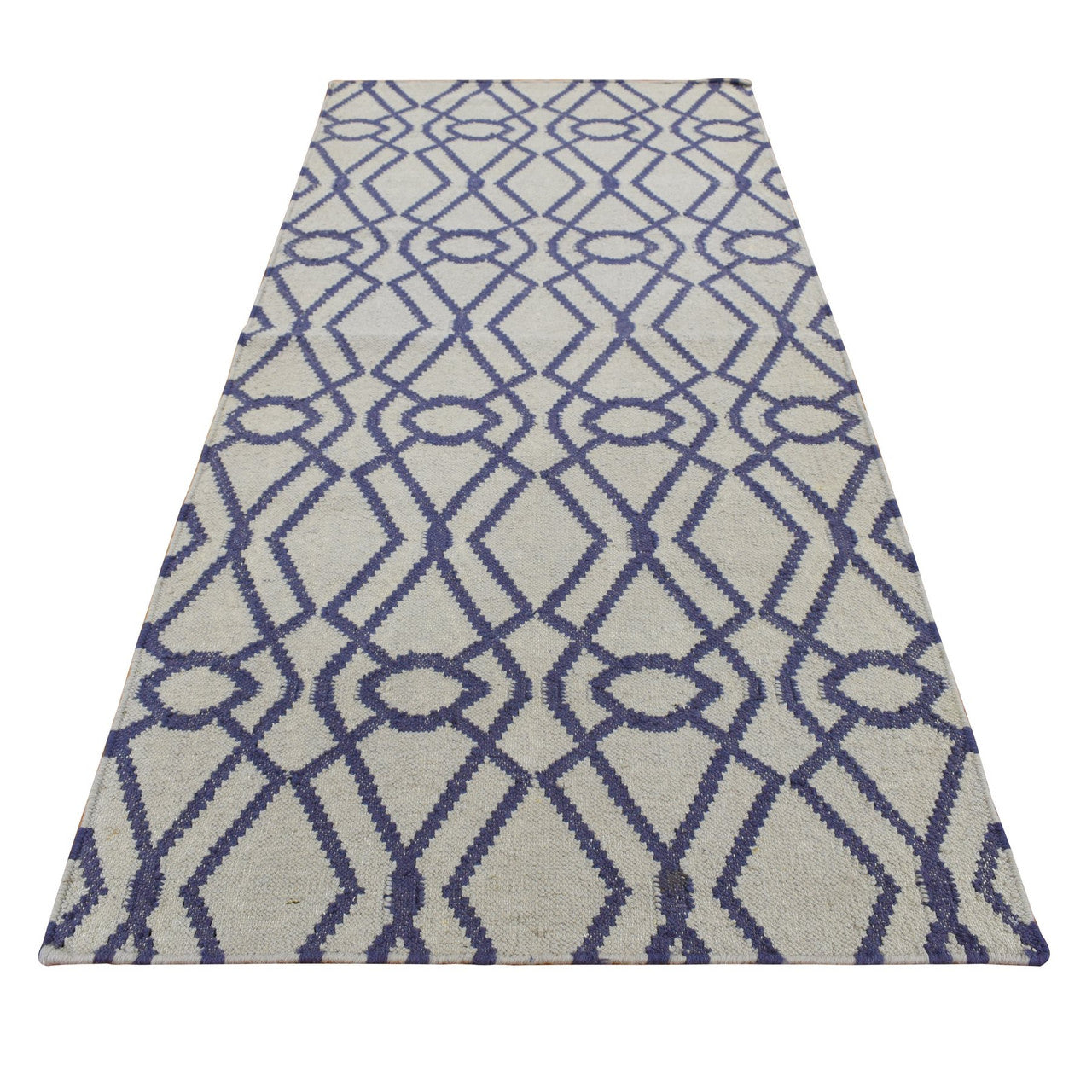 Flat Weave Wool Hand Woven Rug Blue No Border 3.1X5.2 -O087841