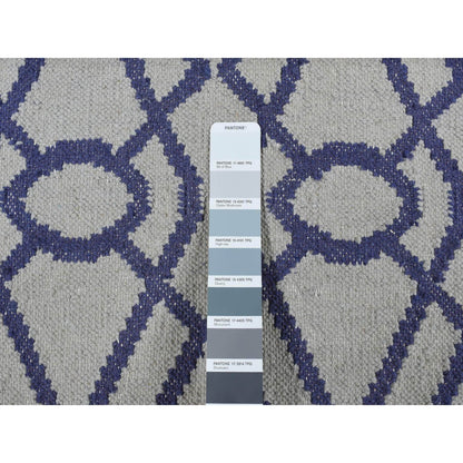 Flat Weave Wool Hand Woven Rug Blue No Border 3.1X5.2 -O087841