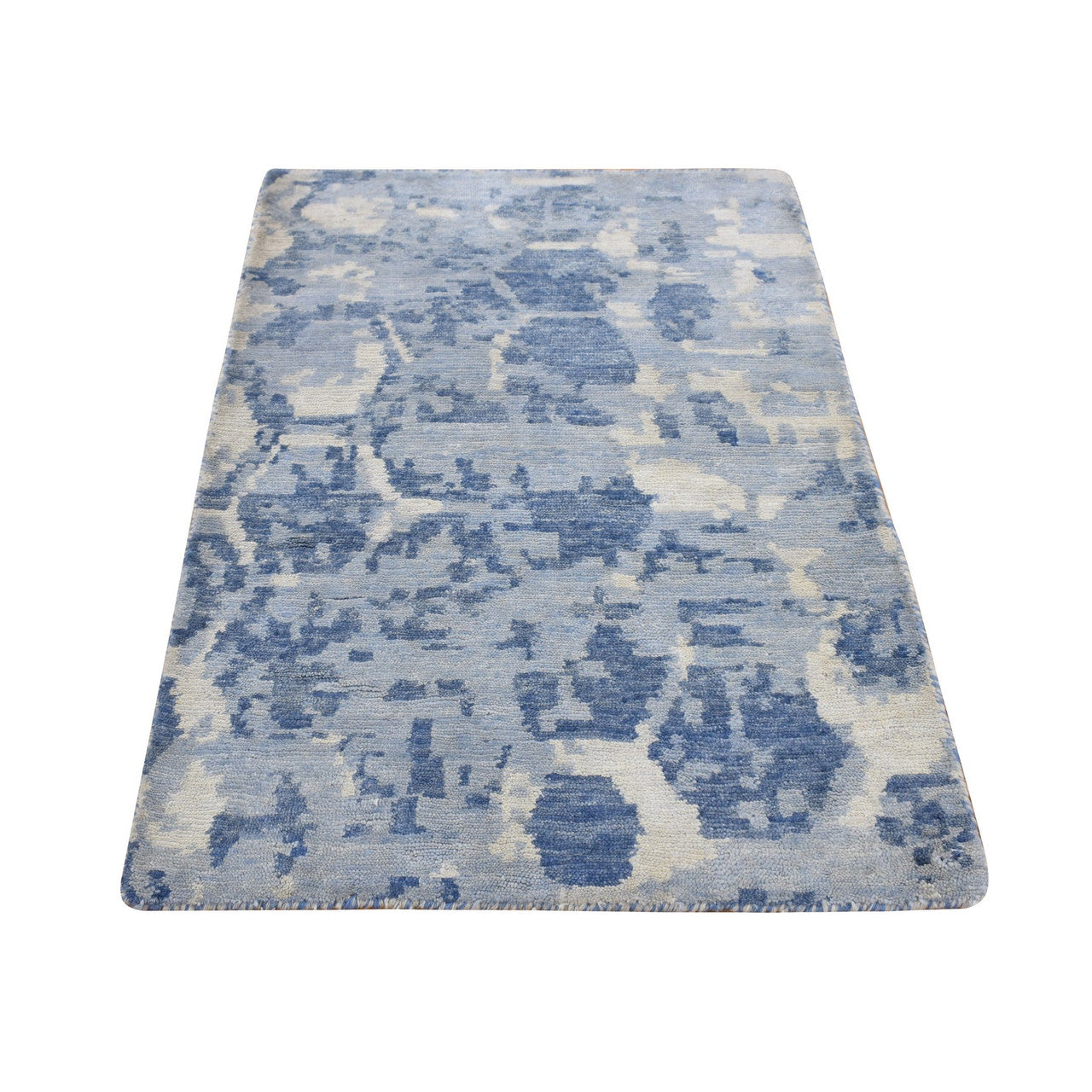 Blue 2'0" x 3'0" Modern and Contemporary Hand knotted Wool Rug - Sku: O087842