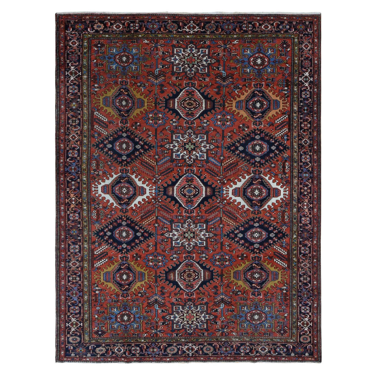 Red 8'0" x 10'7" Heriz Hand knotted Wool Rug - Sku: O087843